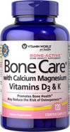 Vitamin World Bone Care with Calcium Magnesium Vitamins D3 & K Bone Density Supplement 120 Coated Caplets Dietary Supplement