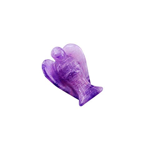 ‘Shanti by Mira’ Unisex Natural Gemstone Guardian Angel Pocket Size (2cms / 0.80 inch) Crystal Healing Chakra Balancing Reiki Therapy Wellness and Relaxaton Gift (‘Energy Healing’ Amethyst Angel)