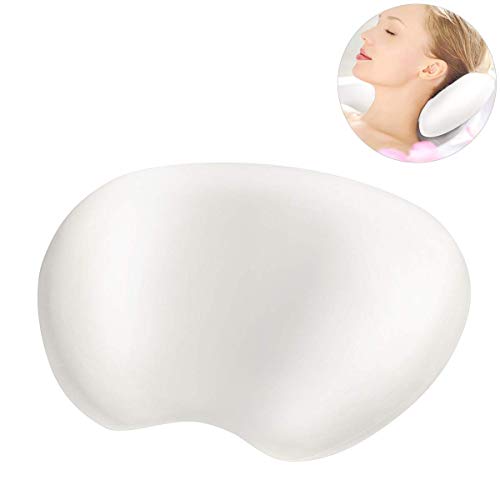 Frcolor Spa Bath Pillow with Suction Cups, Bathtub Head Neck Support, Comfortable Soft Thick Waterproof Spa Cushion for Any Bath Tubs, White