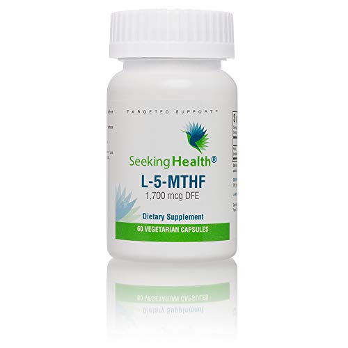 Seeking Health L-5-MTHF | 60 Capsules | Methylation Support Supplement | Pure, Non-Racemic Form of L-Methylfolate | 1,700 mcg DFE (1,000 mcg) of L-methylfolate | MTHFR Supplement