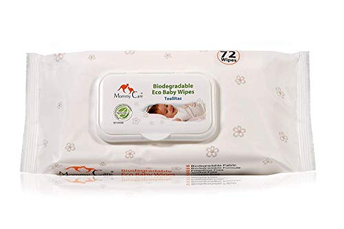 Mommy Care Organic Biodegradable Eco Friendly Baby Wipes – Sensitive Skin Natural Child Care – 1 Pack / 72 Count