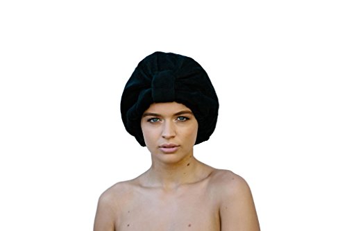 Black Hair Drying Turban ? Soft Microfiber Hair Protection ? Reduces Drying Time ? Sleeping Cap ? Most Comfortable Fit ? Preserves Hair Treatment ? Anti Frizz Absorbent ? Black Drying HairTurban