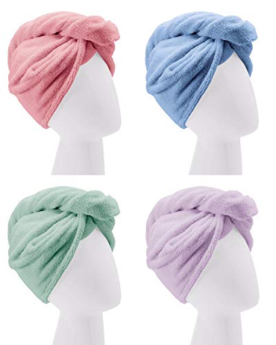 Turbie Twist Microfiber 4 pack,Pink, Purple, Blue, Aqua