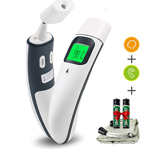 Juya Forehead and Ear Thermometer, Infrared Digital Thermometer for Fever and Fast Readings Forehead and Ear Integration for Baby, Kids and Adults with Fever Indicator