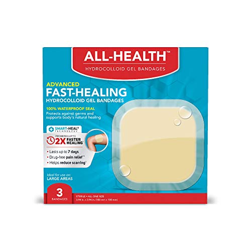 All-Health Advanced Fast Healing Hydrocolloid Gel Bandages, Extra Large Wound Dressing, 3 ct | 2X Faster Healing for First Aid Blisters or Wound Care