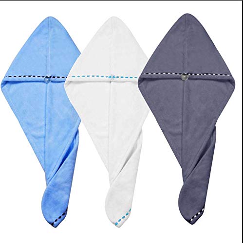 3 Pack Microfiber Hair Towel, Hair Drying Towels Wrap Turban, Super Anti Frizz Absorbent & Soft Head Towel for Curly, Long & Thick Hair