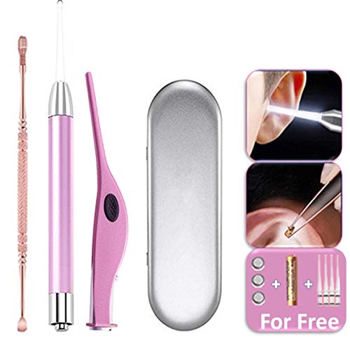 3 Pack Ear Wax Removal Tool with Light – Ear Pick Cleaner Kit for Humans, Earwax Spoon Digger & Tweezers for Ear Health Care Gift Set with Case