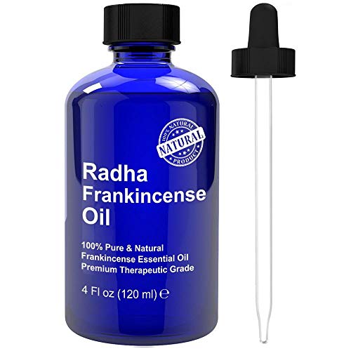 Radha Beauty Frankincense Essential Oil 4 oz – 100% Pure & Therapeutic Grade, Steam Distilled for Aromatherapy, Relaxation, Supports Healthy Immune System & Nervous Function, Stress & Anxiety Relief