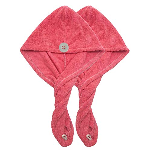MASBRILL Super Absorbent Microfiber Hair Towel- Anti Frizz Coral Fleece Hair Turban Wrap for Women-Quick Dry Curly,Long and Thick Hair.