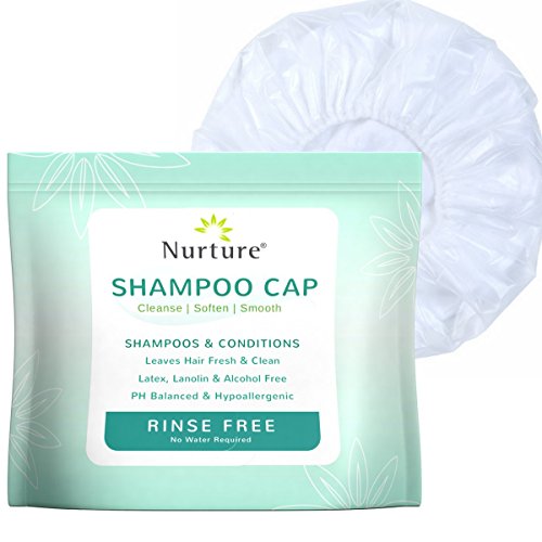 No Rinse Shampoo Cap by Nurture (6-Pack) | Rinse Free Shower Cap That Shampoos & Conditions – PH Balanced & Hypoallergenic