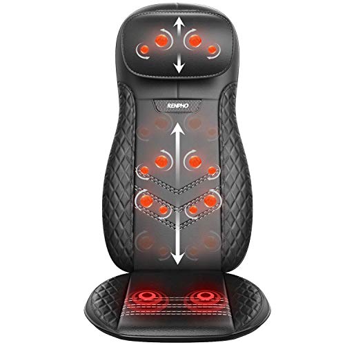 Back & Neck Massager, RENPHO Shiatsu Massage Chair with Heat and Vibration for Neck, Back, Shoulders, Height Adjustable, Use at Home & Office