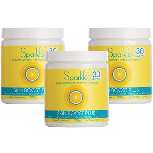 Sparkle Skin Boost Plus No Flavor (3-Pack) Verisol Collagen Peptides Protein Powder Vitamin C Supplement Drink