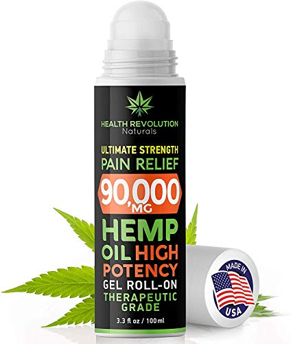Hemp Pain Relief Roll On Gel, New More Potent Formula for 2020, Faster Acting, Longer Lasting Than Oil or Cream, Arthritis, Muscle, Joint & Back Pains. Acne Treatment. Cooling Topical Analgesic 3.3oz