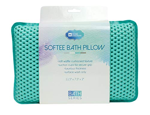 Home Expressions Foam Bathtub Pillow With 8 Slip Resistant Suction Cups (Turquoise)