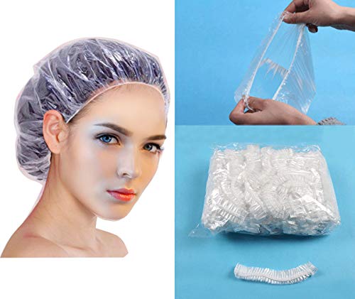 Shower Cap Disposable – 100 Pcs Thickening Women Waterproof Shower Caps Normal Size