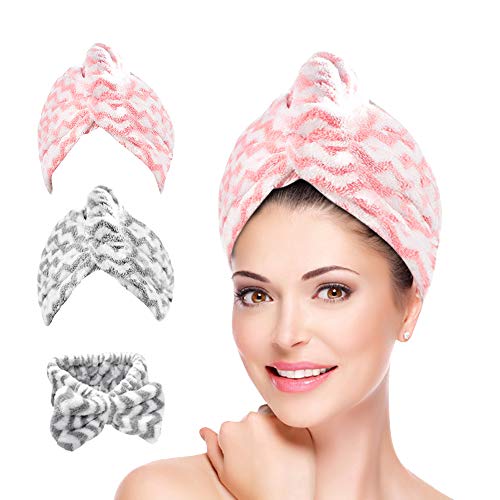 Hair Towel Wrap Turban, Microfiber Hair Drying Towels Quick Dry Hair Hat Drying Shower Head Towels Wrapped Bath Cap Anti Frizz Hair Care Dryer Towel for Women Girl Wet/Long/Curly/Thick Hair