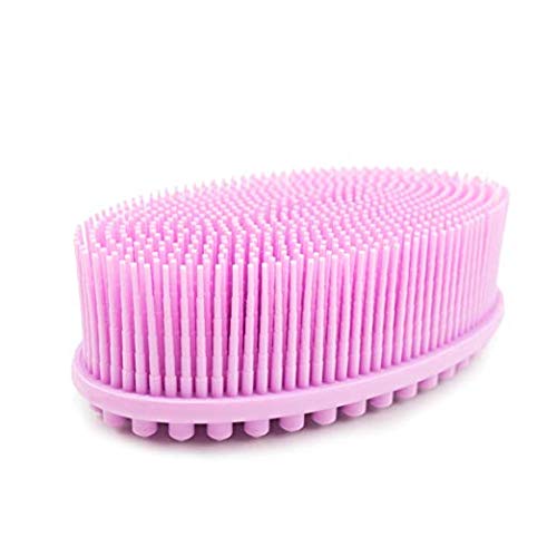 (1Pack -Pink) Loofah Body Scrubber Bath & Shower Scrubber Brush 2 in 1 Face & Body Scrub Bath Massaging Brush Gentle Body Brush Loofa 100% Better Scrubber Silicone Loofah Sponge for Bath Scrubber