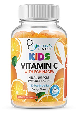 Doctors Finest Vitamin C w/Echinacea Gummies for Kids – Vegan, GMO-Free & Gluten Free – Great Tasting Orange Flavor Pectin Chews – Kids Dietary Supplement – 120 Count [60 Doses]