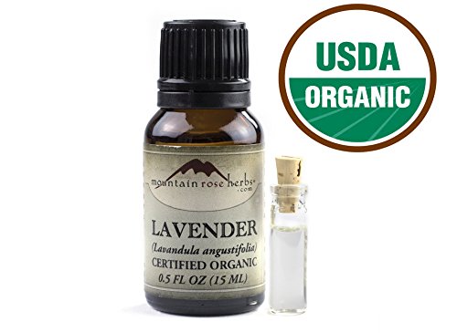 Organic Lavender Essential Oil – USDA Certified Organic – Premium Therapeutic Grade – 100% Pure and Natural – Perfect for Aromatherapy, Relaxation, DIY, Improved Mood 0.5 Ounce – Mountain Rose Herbs