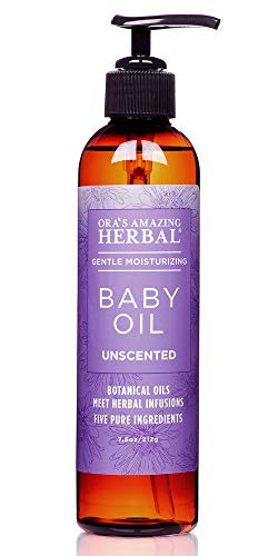 Natural Baby Oil, Natural Skin Care for Babies, Unscented Infant Massage Oil with Soothing Organic Calendula and Licorice Root, Fragrance Free, Ora’s Amazing Herbal