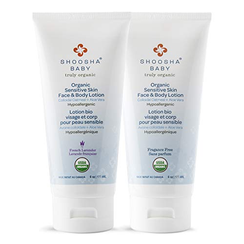 Organic Baby Lotion for Sensitive Skin, All Natural Face and Body Lotion for Kids, Hypoallergenic, Gluten-Free, Non-Sticky, 100% Biodegradable – Shoosha (Fragrance Free)