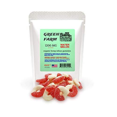 Watermelon Gummies,1200 mg, Premium Organic Hemp Infused Gummies,24 Count,50 mg Each,THC Free