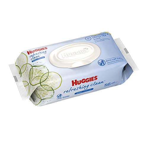 HUGGIES Refreshing Clean Scented Baby Wipes, Hypoallergenic, 1 Disposable Flip-top Pack (56 Total Wipes), Size 1