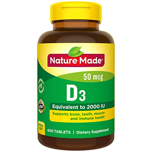 Nature Made Vitamin D3 2000 IU (50 mcg) Tablets, 400 Count for Bone Health† (Packaging May Vary)