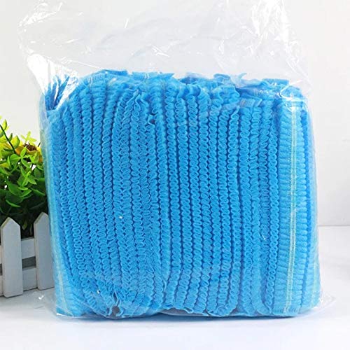 GoldskyUS 21″ disposable cap,Hair Net Cap Non Woven Disposable Dust Cap Hair Shower Bouffant Cap Pleated Anti Dust Hat Set for Medical, Labs, Nurse, Tattoo, Food Service, Health, Hospital (100, Blue)