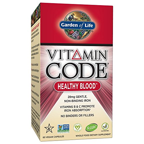 Garden of Life Iron Supplement – Vitamin Code Healthy Blood Raw Whole Food Vitamin, Vegan, 60 Capsules