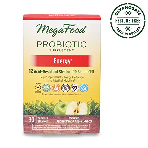 MegaFood, Energy Probiotics, Shelf-Stable Dietary Supplement with 10 Billion CFU and ElevATP, 30 Servings (30 Capsules)