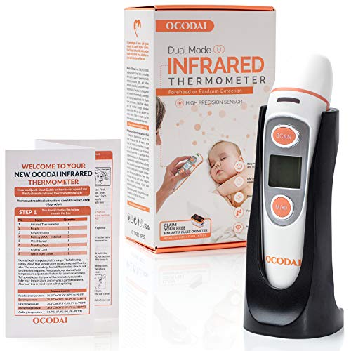 Forehead and Ear Baby Thermometer for Fever by Ocodai – Clinically Tested Accurate Consistent Medical Infrared Digital Thermometer for Kids, Infant, Toddler and Adult