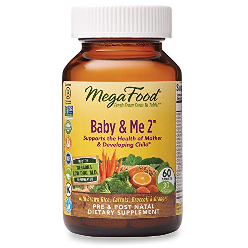 MegaFood, Baby & Me 2, Prenatal and Postnatal Vitamin, Dietary Supplement with Iron, Folate and Choline, Gluten-Free, Vegetarian, 60 Tablets (30 Servings)