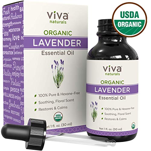 Viva Naturals Organic Lavender Essential Oil Great for DIYs, Soap Scents, Body Oils, Diffusers, etc (1 oz)