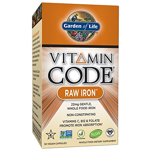 Garden of Life Iron Complex – Vitamin Code Raw Iron Whole Food Vitamin Supplement, Vegan, 30 Capsules