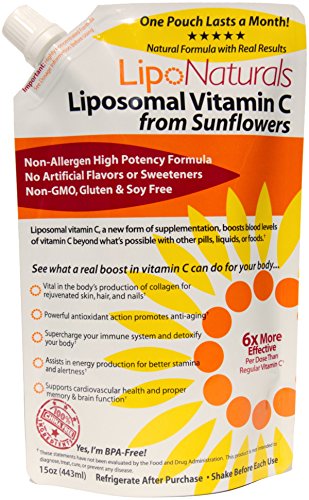 Lipo Naturals Liposomal Vitamin C | China-Free | No Artificial Preservatives | No Soy | 30 Doses (15 Ounces) | Non-GMO | Made in U.S.A | Maximum Encapsulated Vitamin C Bioavailability for Real Results
