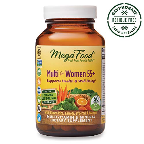 MegaFood, Multi for Women 55+, Supports Optimal Health and Wellbeing, Multivitamin and Mineral Dietary Supplement, Gluten Free, Vegetarian, 60 Tablets (30 Servings)