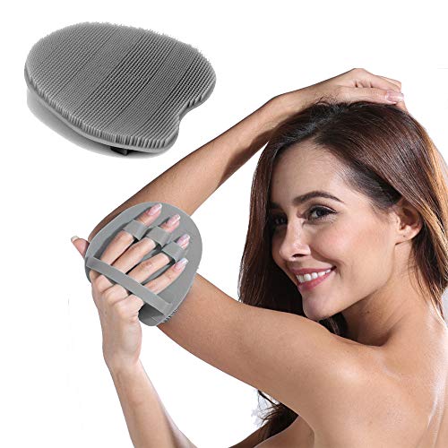 INNERNEED Silicone Body Cleansing Brush Shower Scrubber Bath Exfoliating Glove SPA Massage Soft Bristles, for Sensitive and all Kind Skins (Gray)