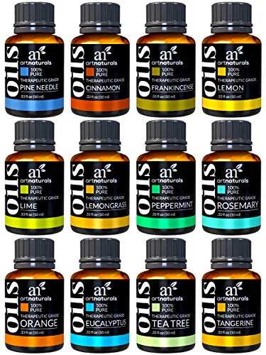 ArtNaturals Therapeutic-Grade Aromatherapy Essential Oil Gift Set – (12 x 10ml) – 100% Pure of the Highest Quality Oils – Lemon, Peppermint, Tea Tree, Eucalyptus, Frankincense, Rosemary