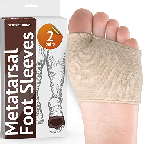 Metatarsal Pads – Gel Sleeves Forefoot Cushion Pads – Fabric Soft Foot Care Ball of Foot Cushions for Bunion Forefoot Mortons Neuroma Blisters Callus Supports Metatarsalgia Pain Relief (2 Pairs)