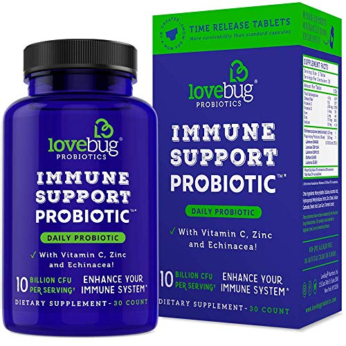 Lovebug Probiotic – Immune Support Wellness Supplement, Contains Vitamin C, Zinc & Echinacea, Time Release Patent Delivery for Cold and flu, 30 Day Supply.
