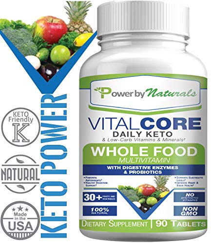 PbyN – Keto Vital Core – Daily WholeFood Keto Multivitamin with Minerals, Electrolytes, Digestive Enzyme and Probiotics, Multi Supplement for Low-Carb, Atkin, Paleo, Ketogenic Weight Loss Diets 90 ct