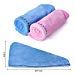 Microfiber Hair Towel,YesTree 2 Pack Hair Towel Wrap Turban Drying Bath Shower Head Towel with Buttons,Quick Magic Dryer, Dry Hair Hat for Women and Girls(Blue,Rose Red)thumb 1