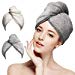 2 Pack Microfiber Hair Towel, Quick Dry Hair Towel, Hair Towels for Women, Hair Towel Wrap, LLEARJA Twisty Turban Hair Towel, Long & Curly Hair Towel(White+Gray)thumb 1