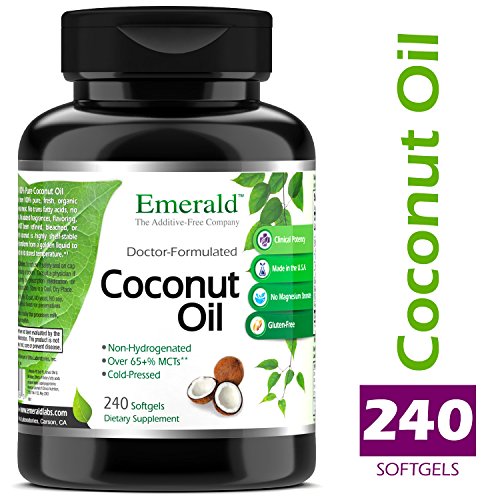 Coconut Oil – 100% Pure Extra Virgin Coconut Oil – Promotes Cholesterol Health, Weight Loss, Immune Support, Brain Health – Emerald Labs (Fruitrients) – 240 Softgels