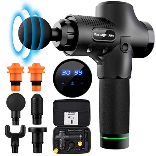 Massage Gun,Professional Handheld Deep Muscle Massager,Cordless Vibration Massage Device Helps Relieve Muscle Soreness and Stiffness (Black)