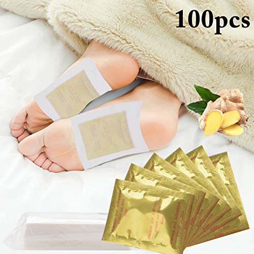 Kapmore 100PCS Foot Pads Professional Anti-Stress Relief Foot Pads Natural Ginger Foot Health Care with Adhesive Sheets for Removing Impurities, Relieve Stress Improve Sleep