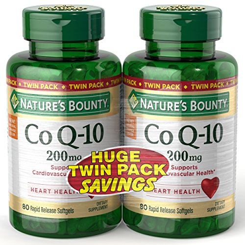Natures Bounty CoQ10 Dietary Supplement, Supports Cardiovascular and Heart Health, 200mg Twin Pack, 160 Rapid Release Softgels
