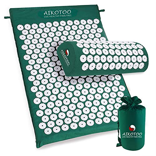 Acupressure Mat and Pillow Set for Sciatic Pain Back Pain and Neck Pain Relief Relieve Stress by AIKOTOO