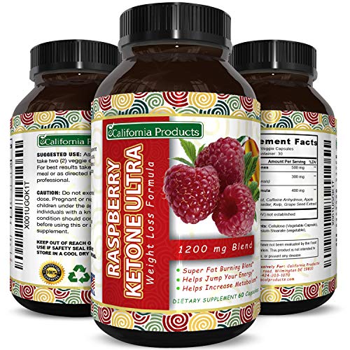 California Products Raspberry Ketones + African Mango Weight Loss Pills for Women & Men Fat Burning Dietary Supplement Capsules Pure Apple Cider Vinegar Antioxidant Vitamin Rich Green Tea